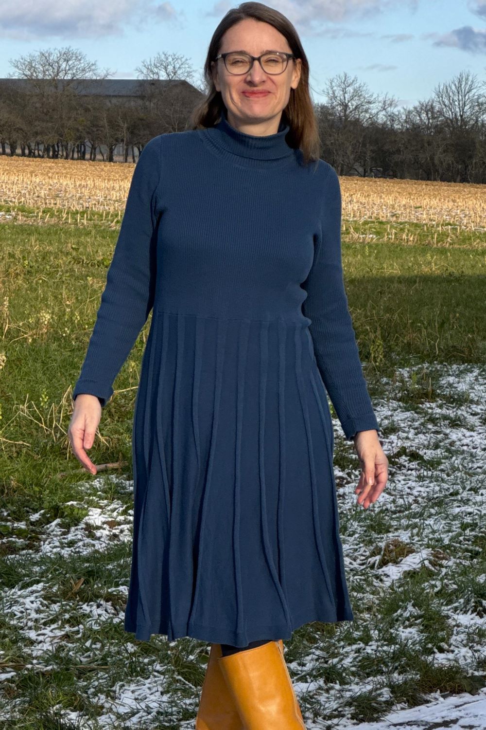 Strickkleid Henna Roll Neck, Blue