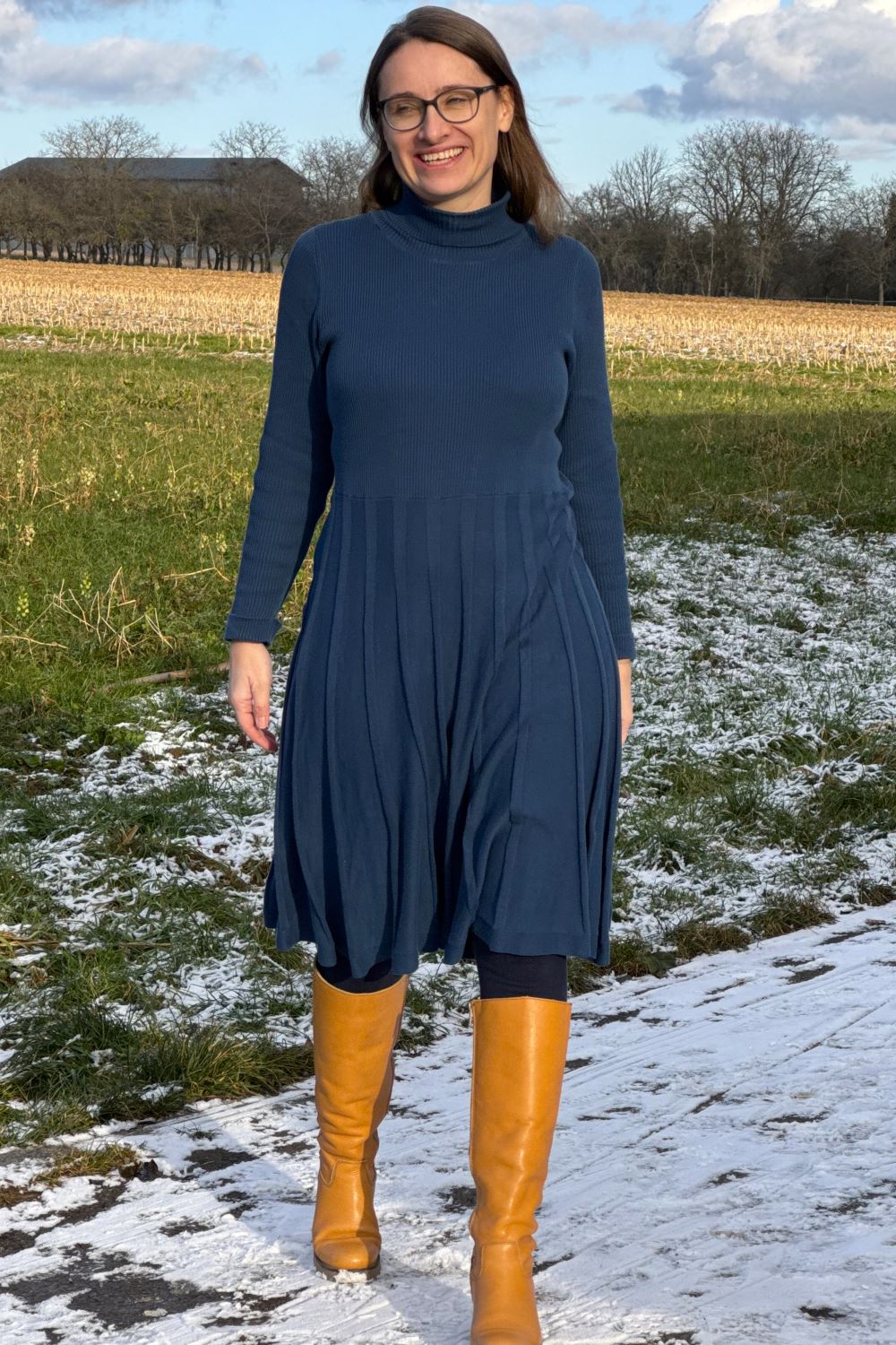 Strickkleid Henna Roll Neck, Blue