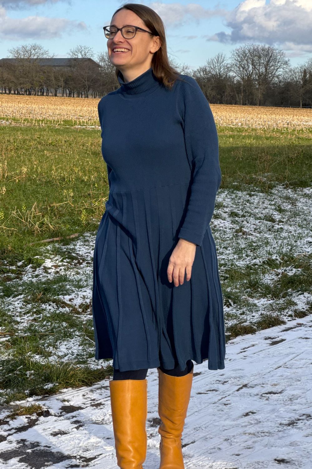 Strickkleid Henna Roll Neck, Blue