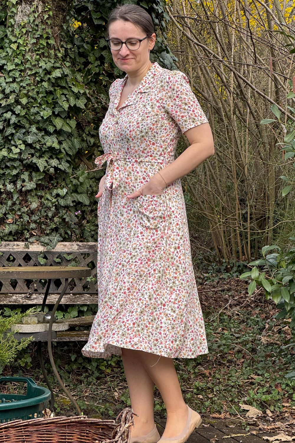 Kleid Revers Dress Midi, Flores