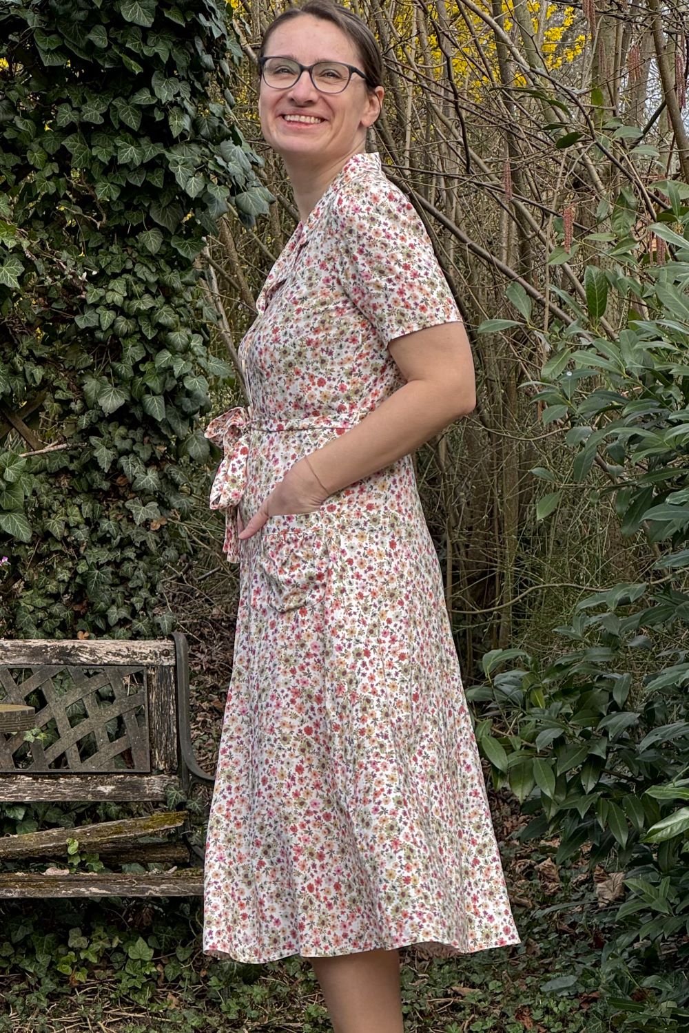 Kleid Revers Dress Midi, Flores