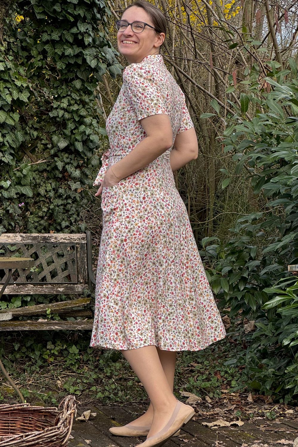 Kleid Revers Dress Midi, Flores