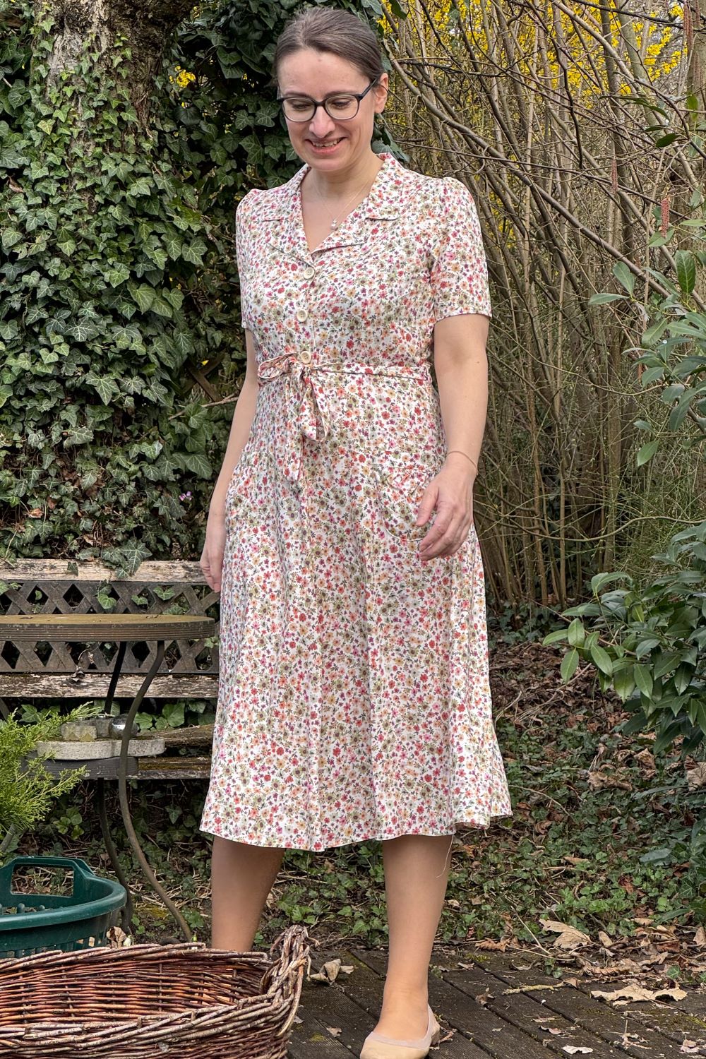 Kleid Revers Dress Midi, Flores