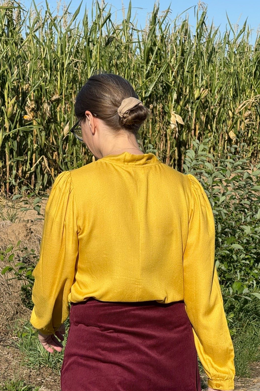 Schleifenbluse, Honey - Schluppenbluse langarm in Honiggelb