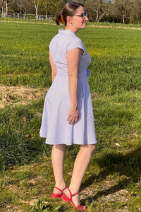 gestreiftes Kleid Ava Short, Seersucker Blue