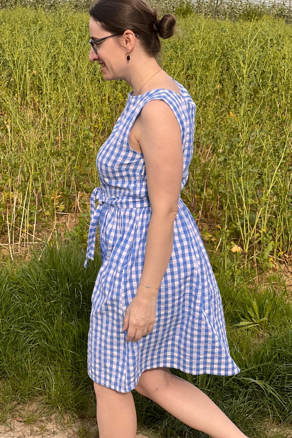 Ärmelloses Kleid Brigette, Blue Check