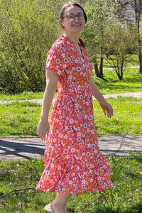 luftiges Midikleid, Red Ditsy