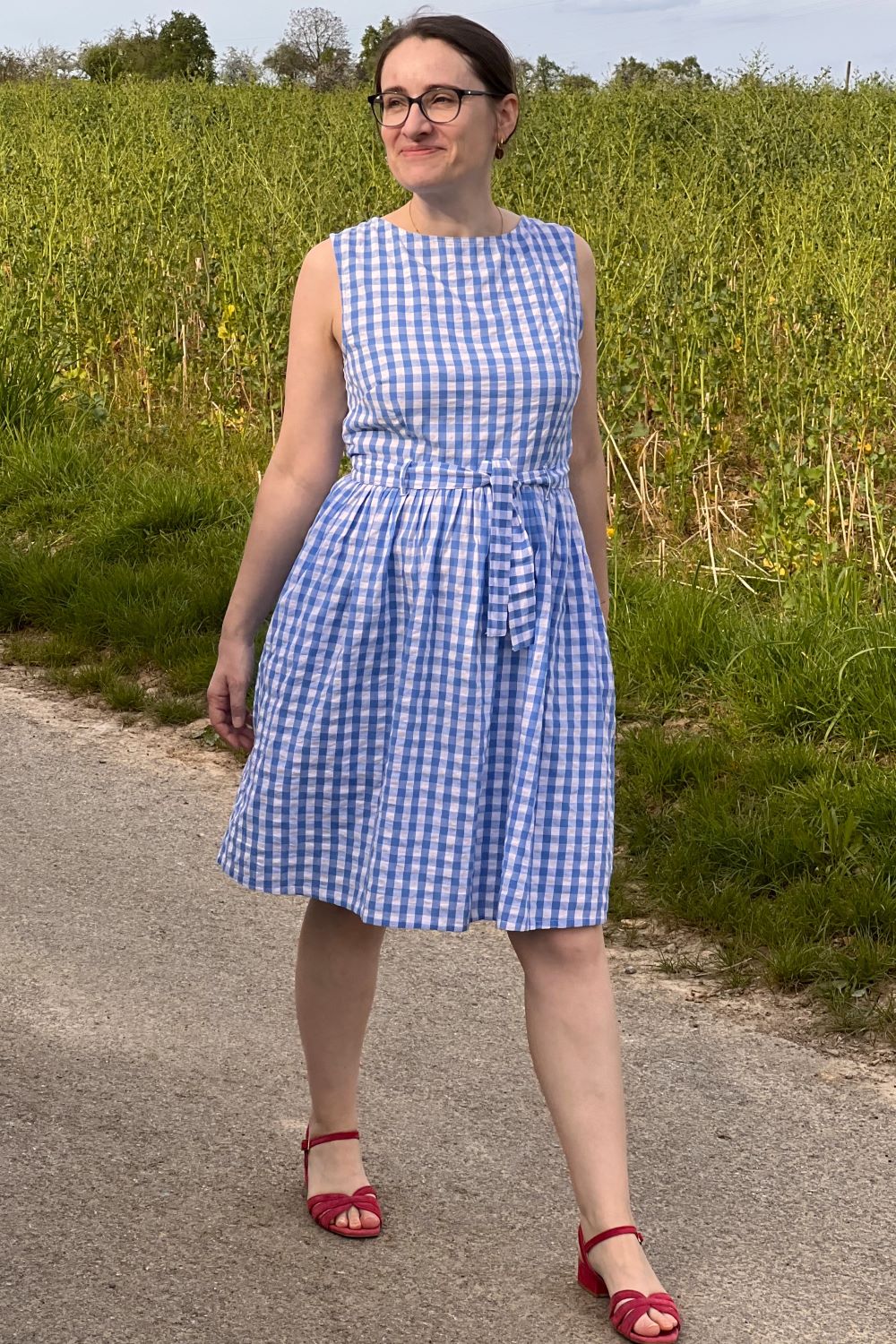 Ärmelloses Kleid Brigette, Blue Check