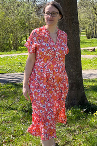 luftiges Midikleid, Red Ditsy
