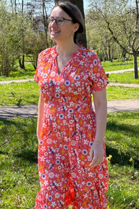 luftiges Midikleid, Red Ditsy
