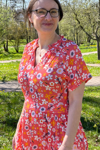 luftiges Midikleid, Red Ditsy
