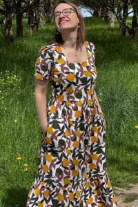 Square Neck Midikleid, Ivory