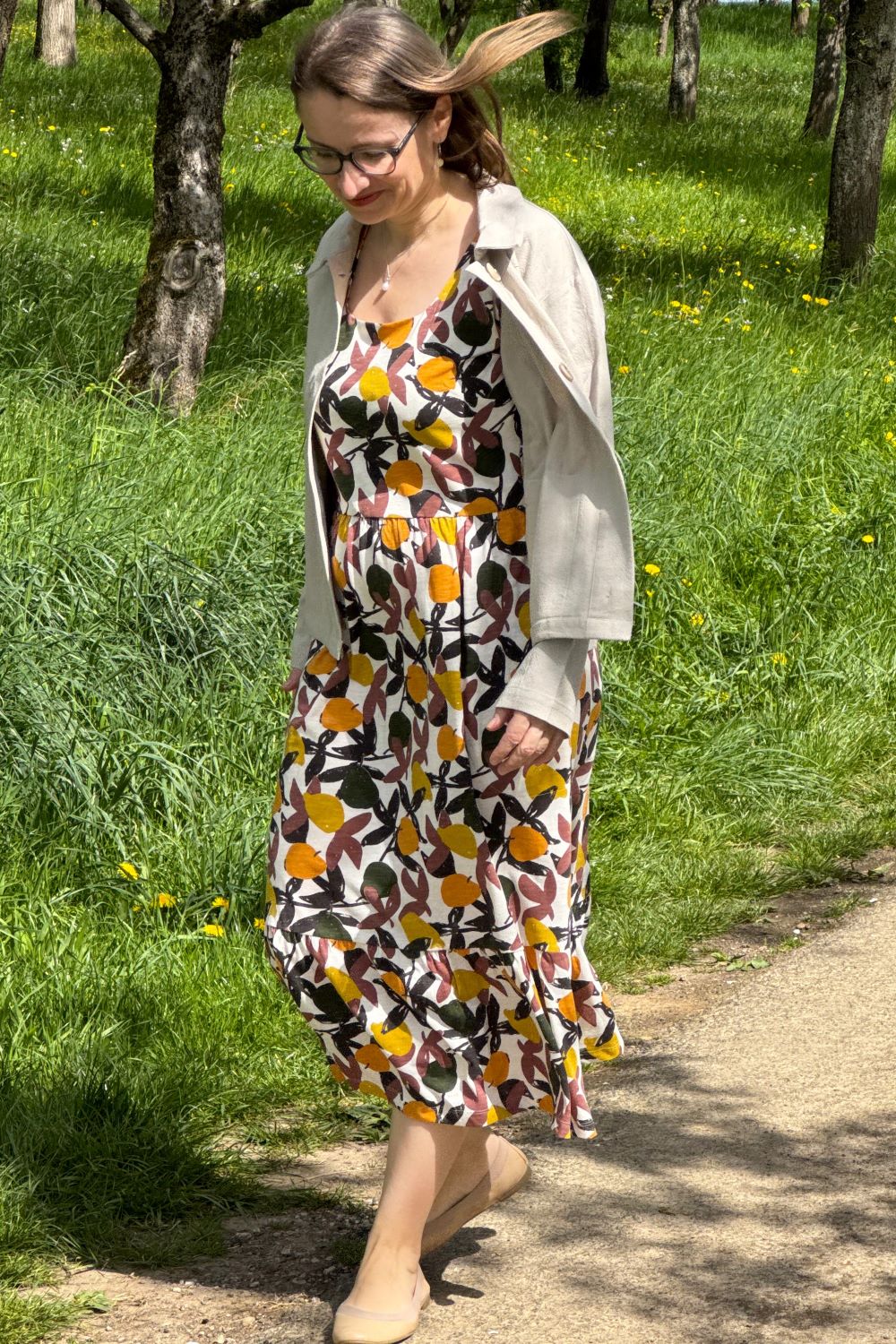 Square Neck Midikleid, Ivory
