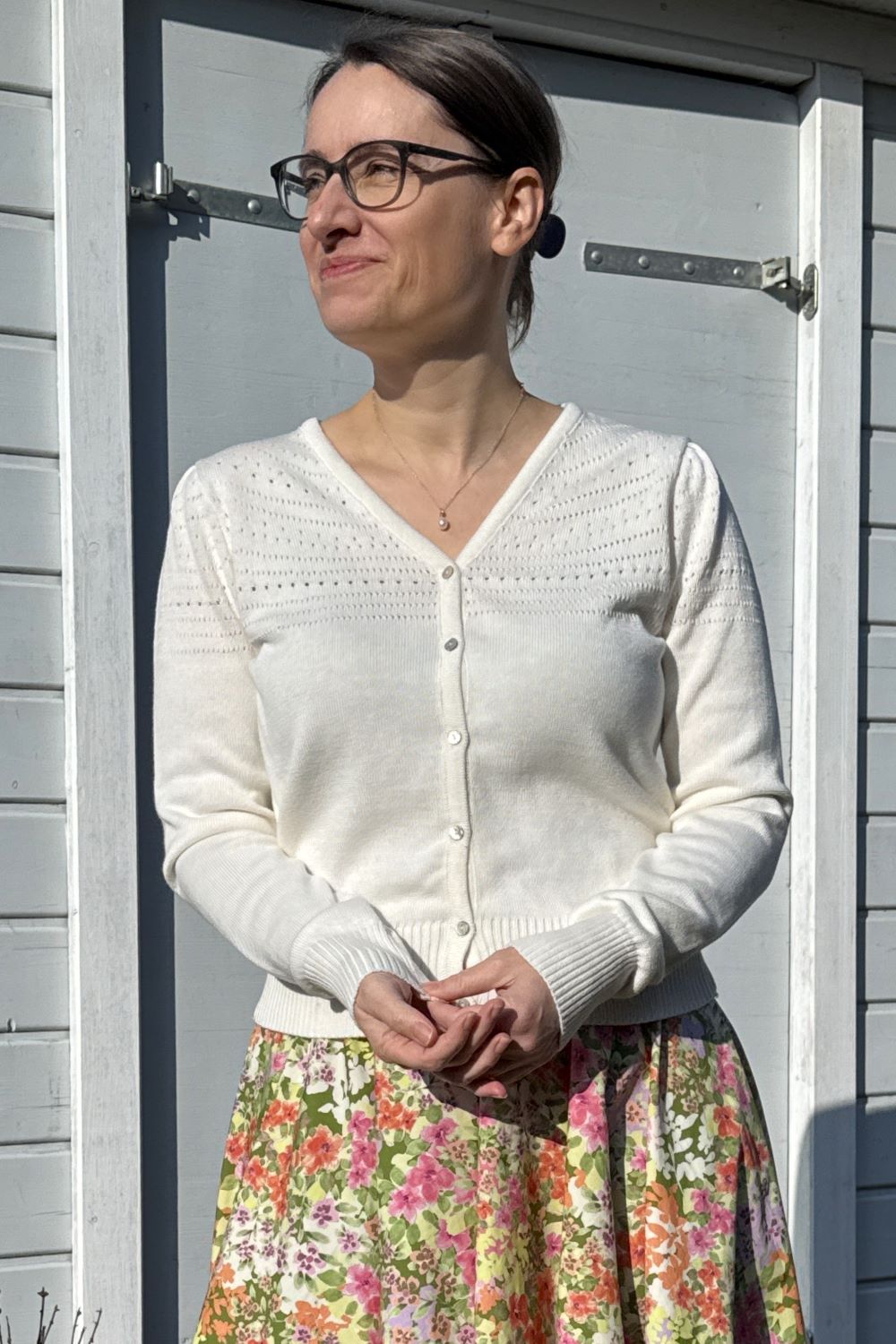 Lucia V-Neck Cardigan, Ecru