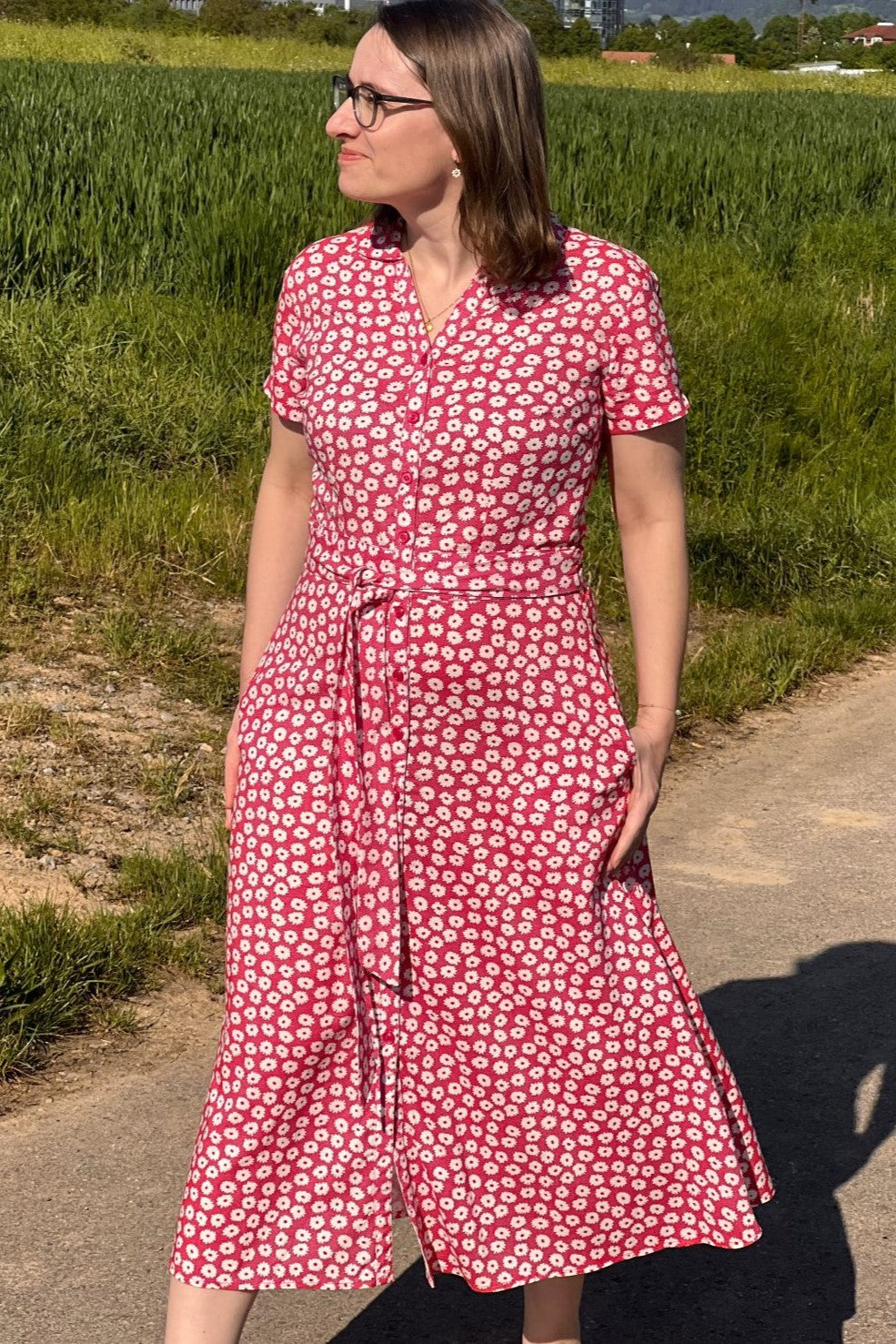 Jonie Dress, Pink Daisies