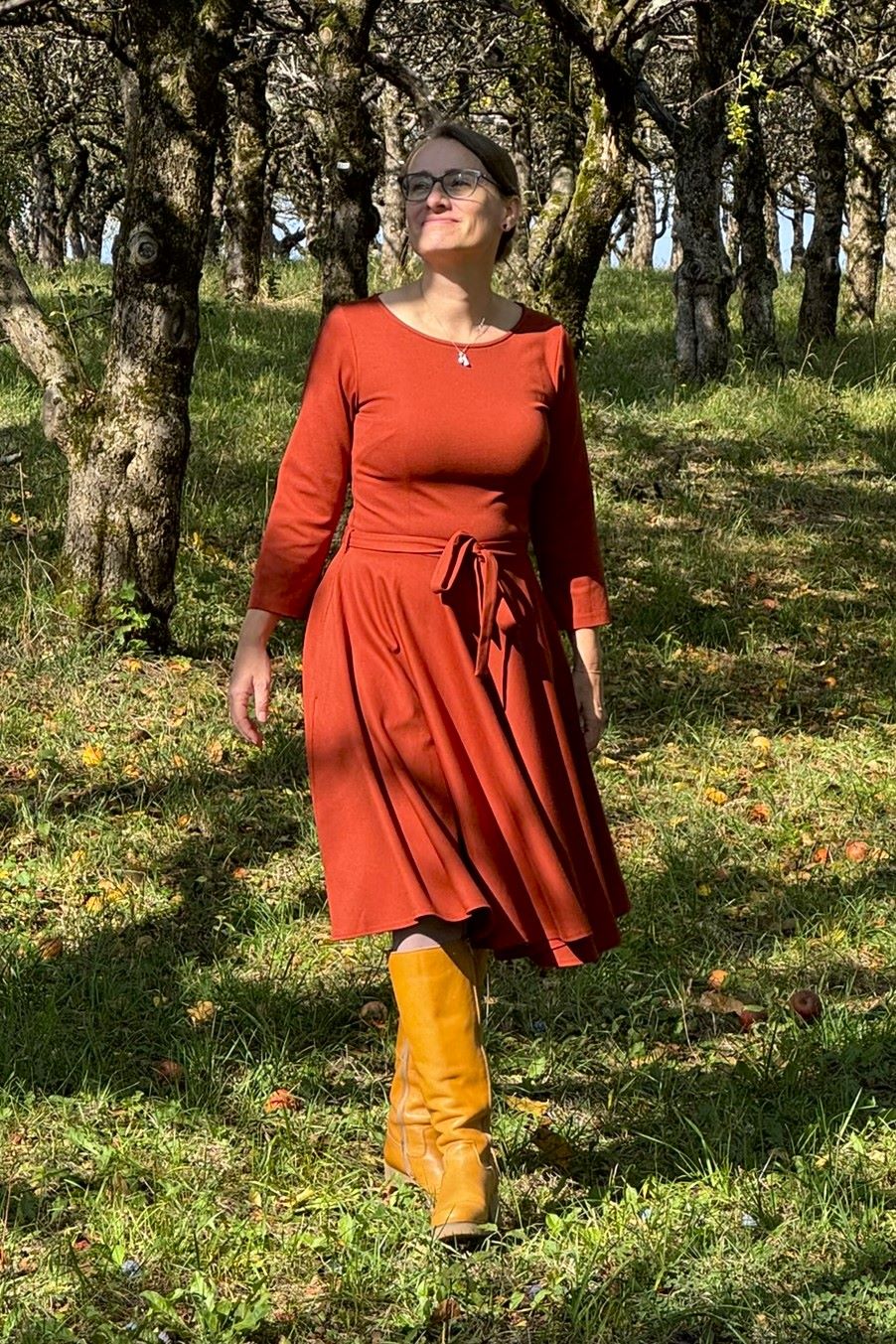 Ballerina Dress, Terra - Kleid Punty-Stoff mit Tellerrock