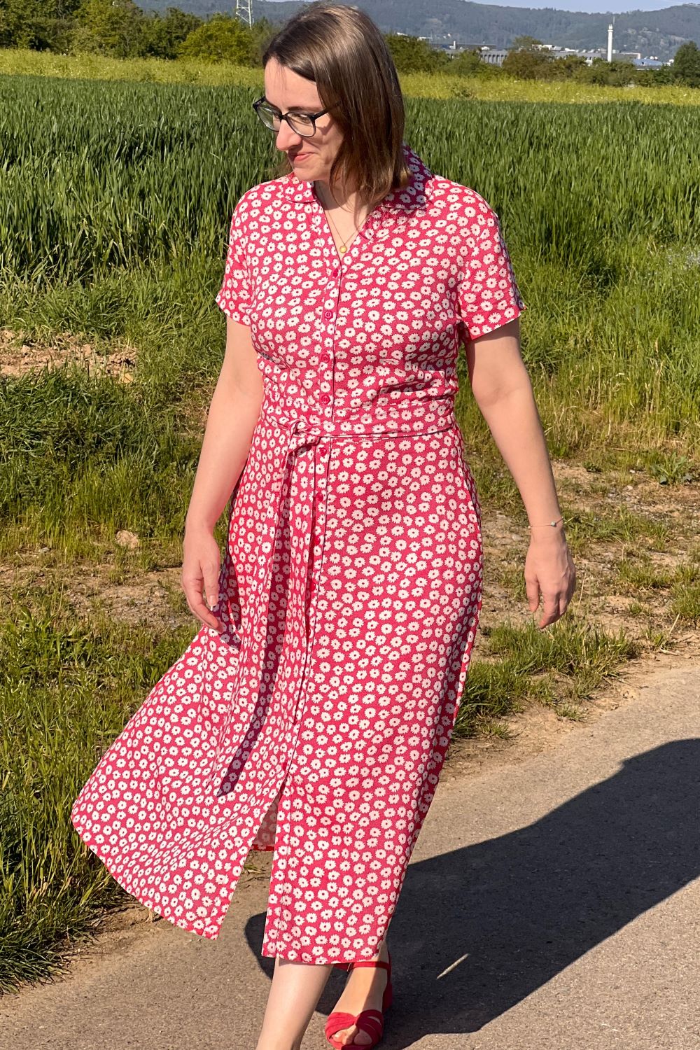 Jonie Dress, Pink Daisies