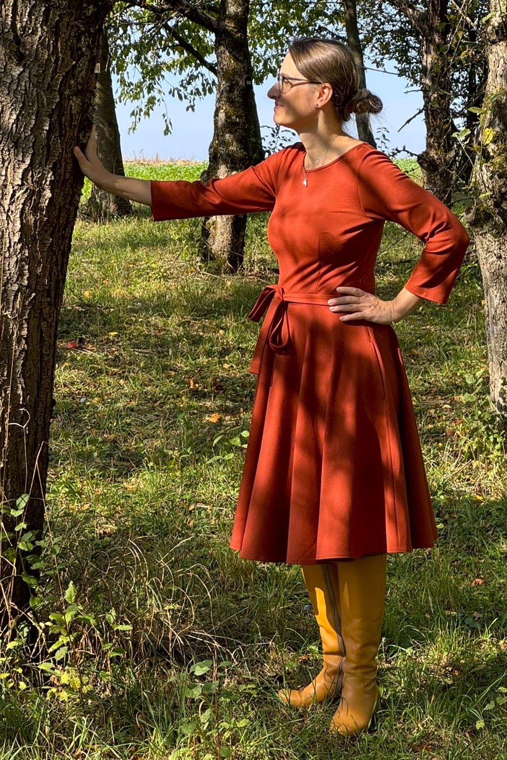 Ballerina Dress, Terra - Kleid Punty-Stoff mit Tellerrock