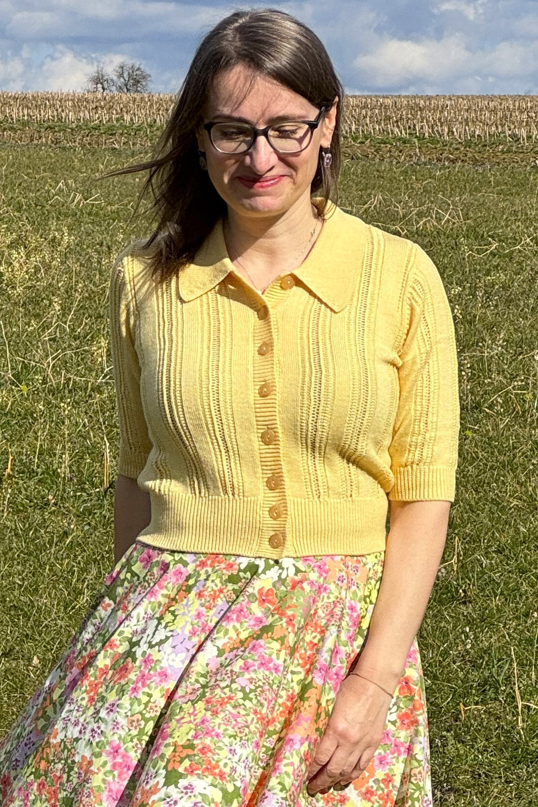 The Non Contrast Cardigan, Mellow Yellow Wool