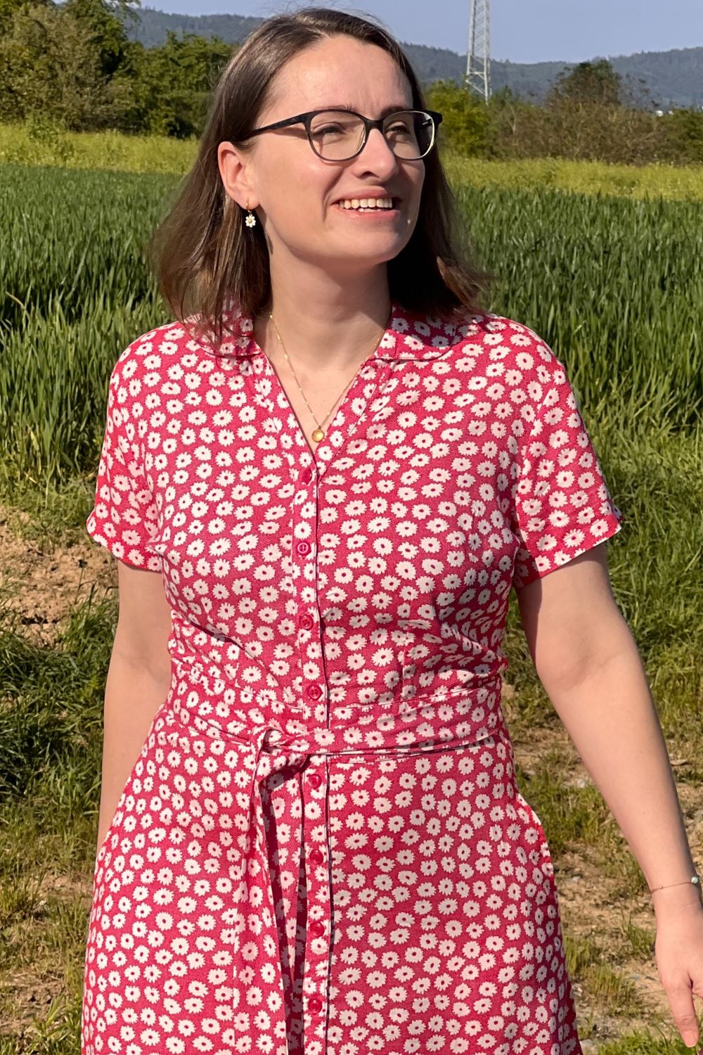 Jonie Dress, Pink Daisies