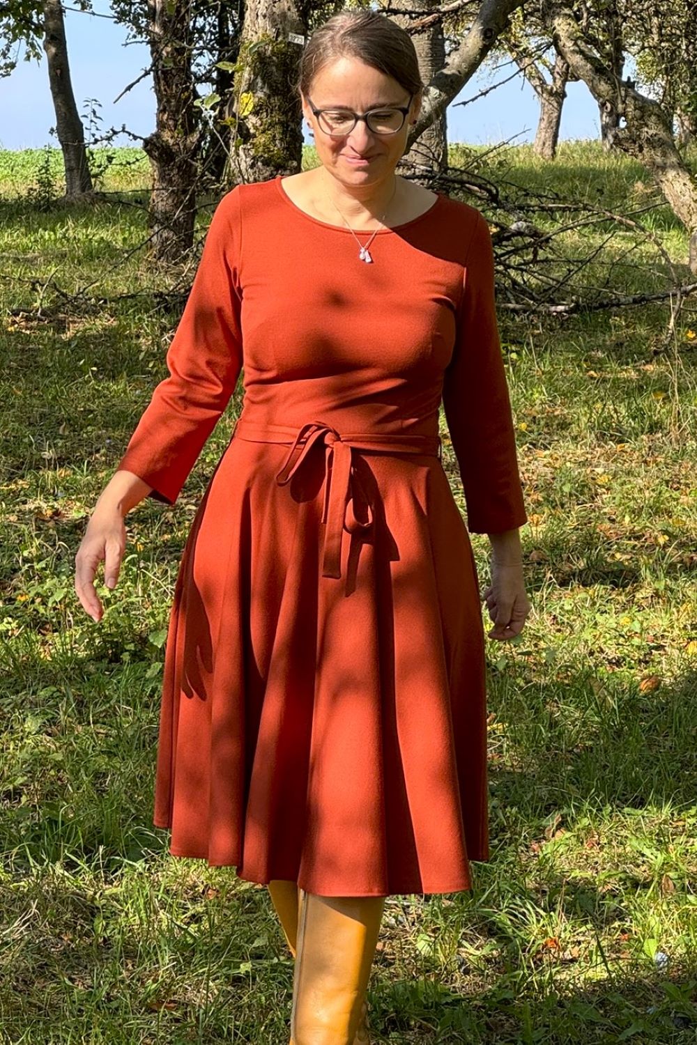 Ballerina Dress, Terra - Kleid Punty-Stoff mit Tellerrock
