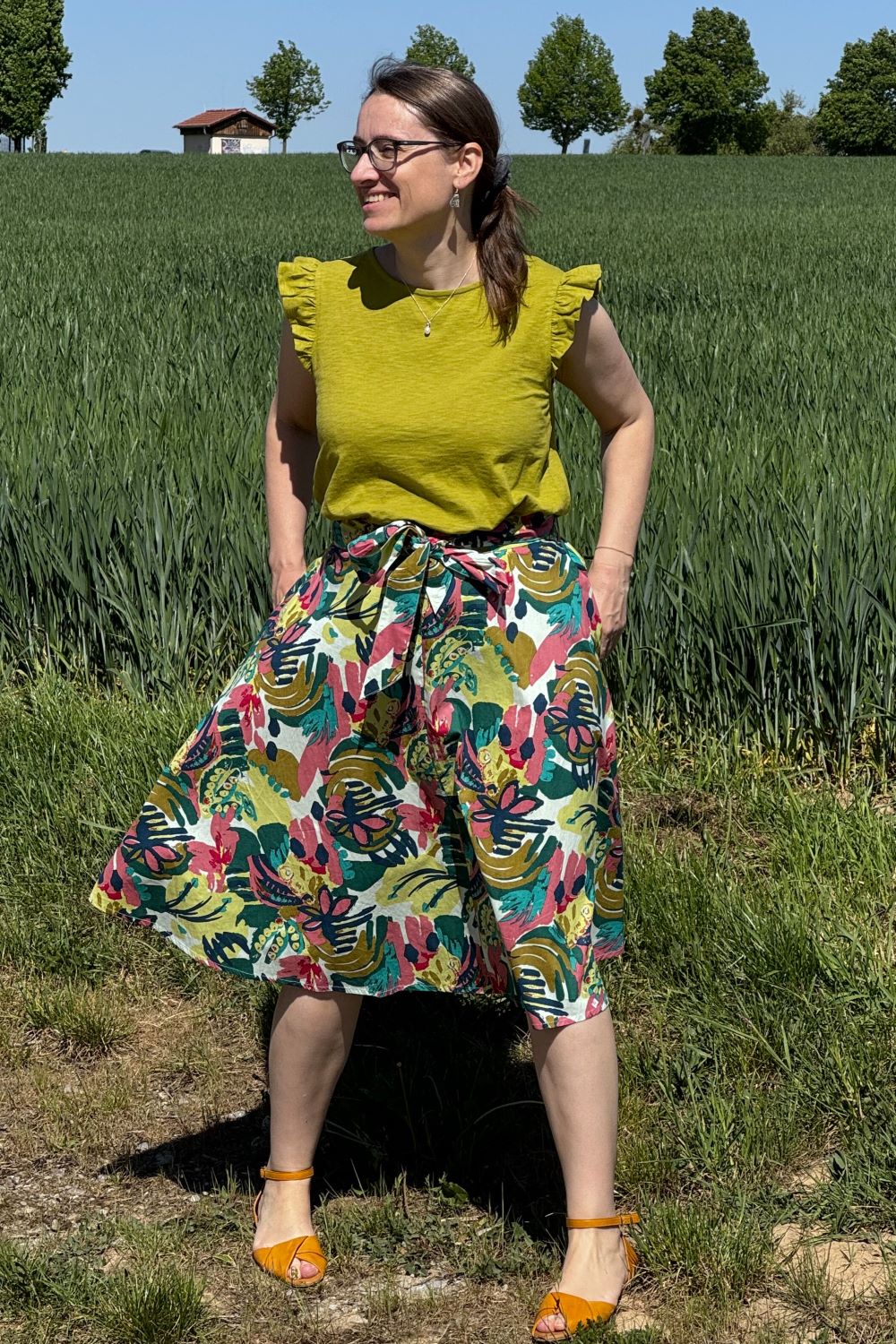 Rock Poplin Swing Skirt, Multi