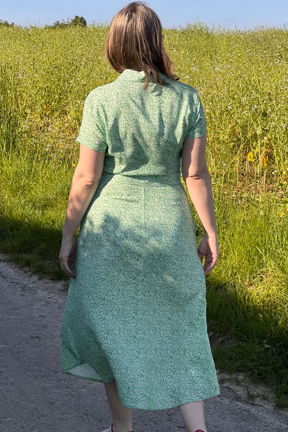 Jonie Dress, Green Ditsy