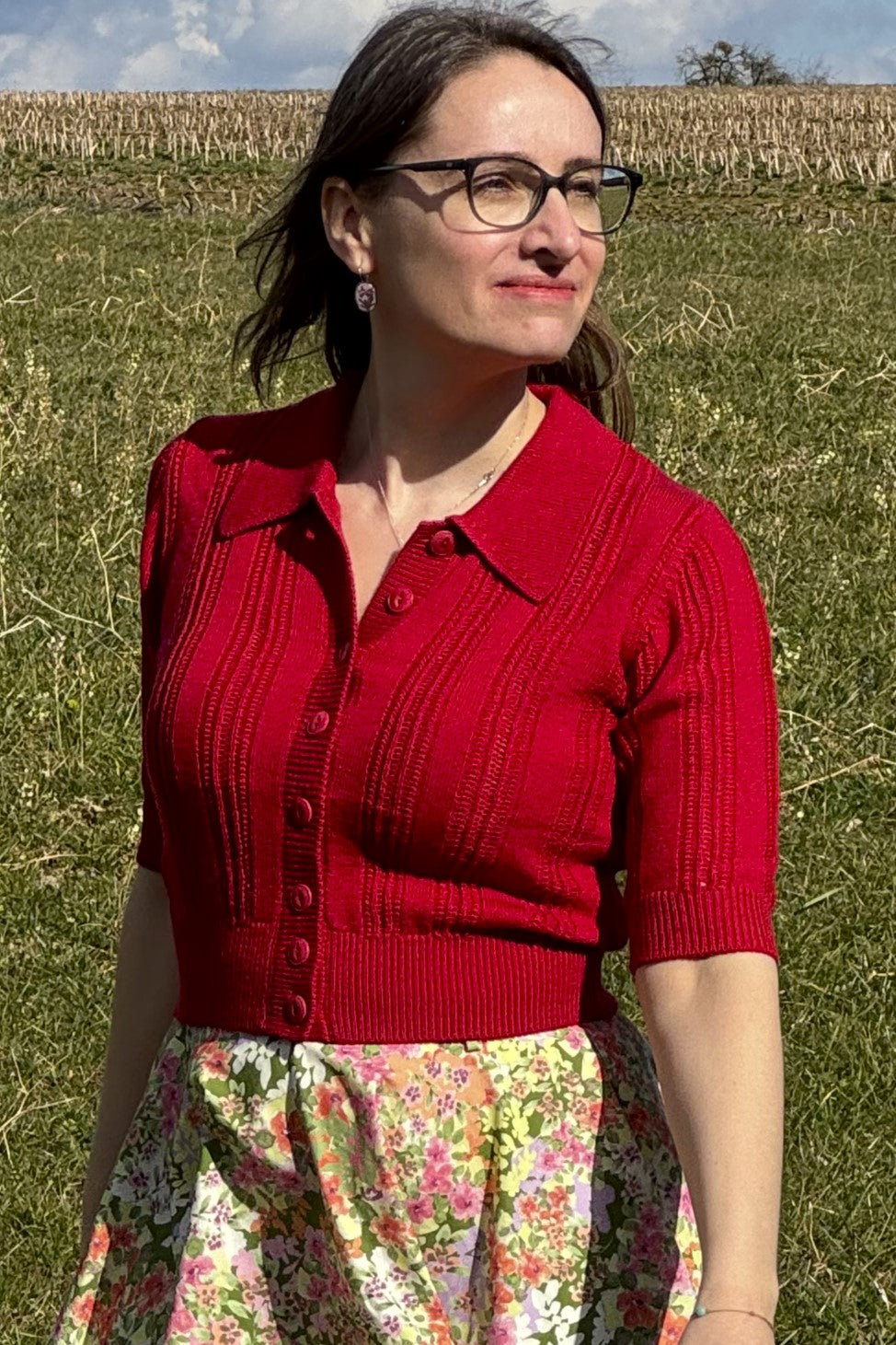 The Non Contrast Cardigan, Lipstick Red Wool
