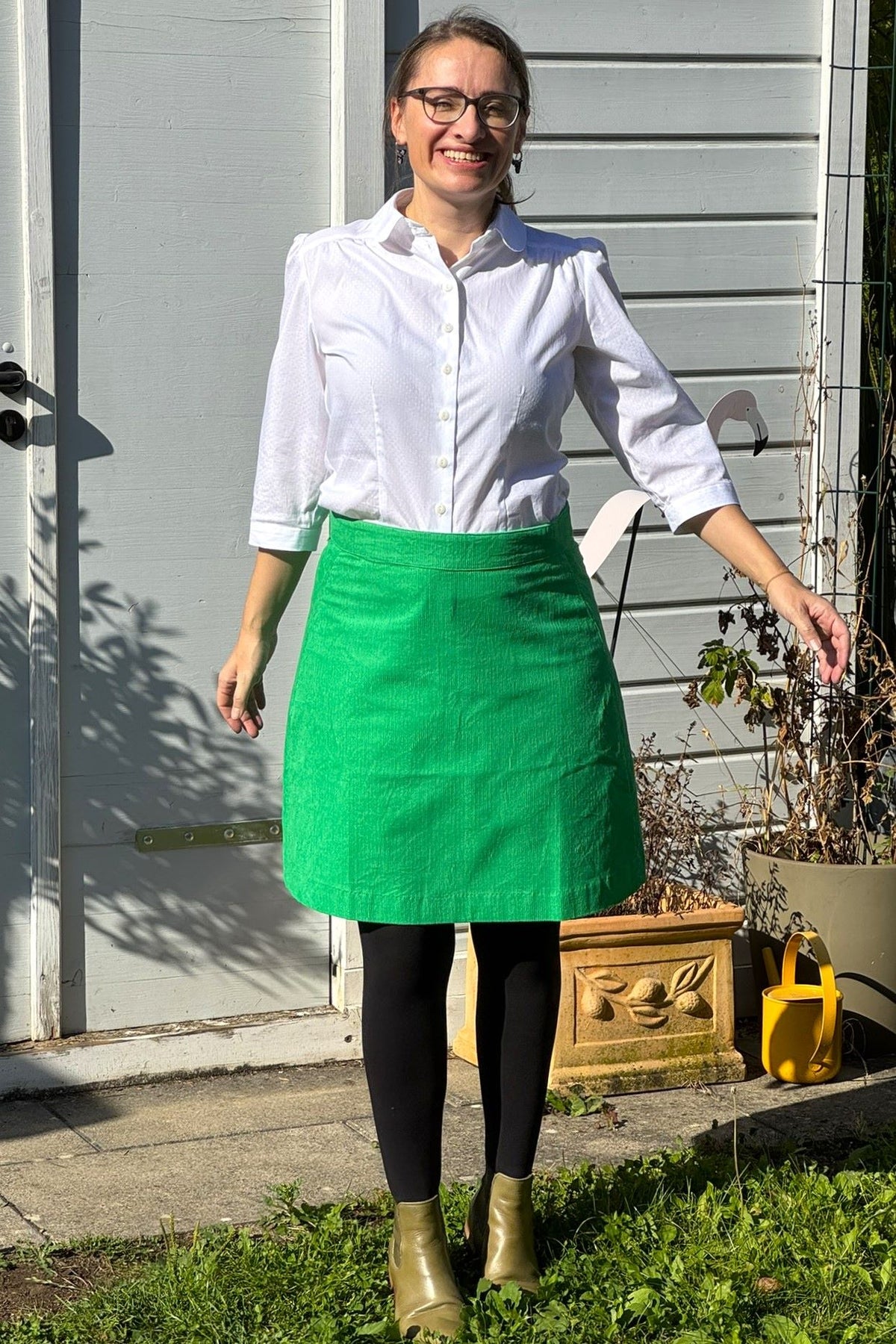Danelondon Cord Skirt, Green