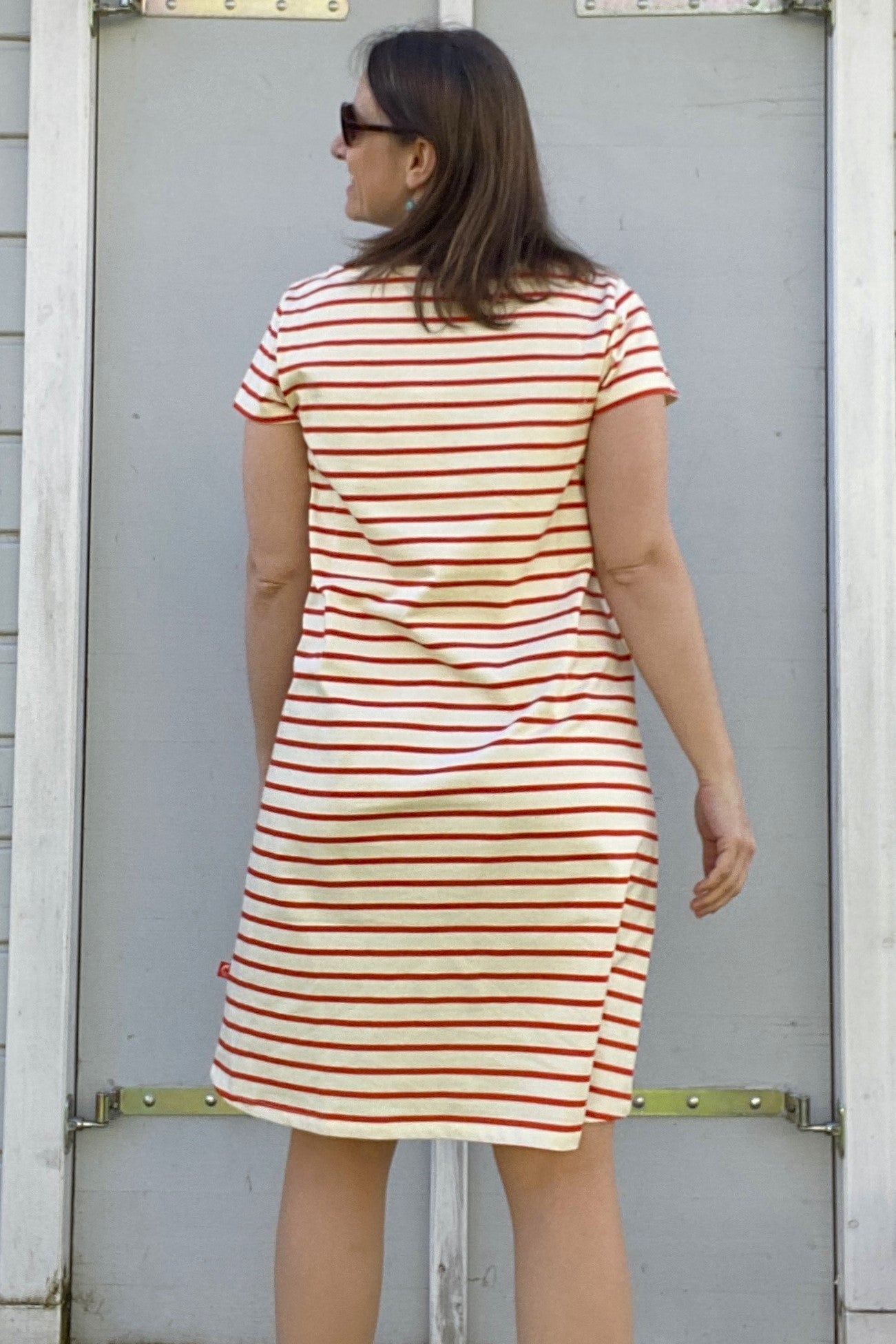 Danedomingo Dress, Chalk/Bright Red