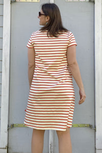 Danedomingo Dress, Chalk/Bright Red