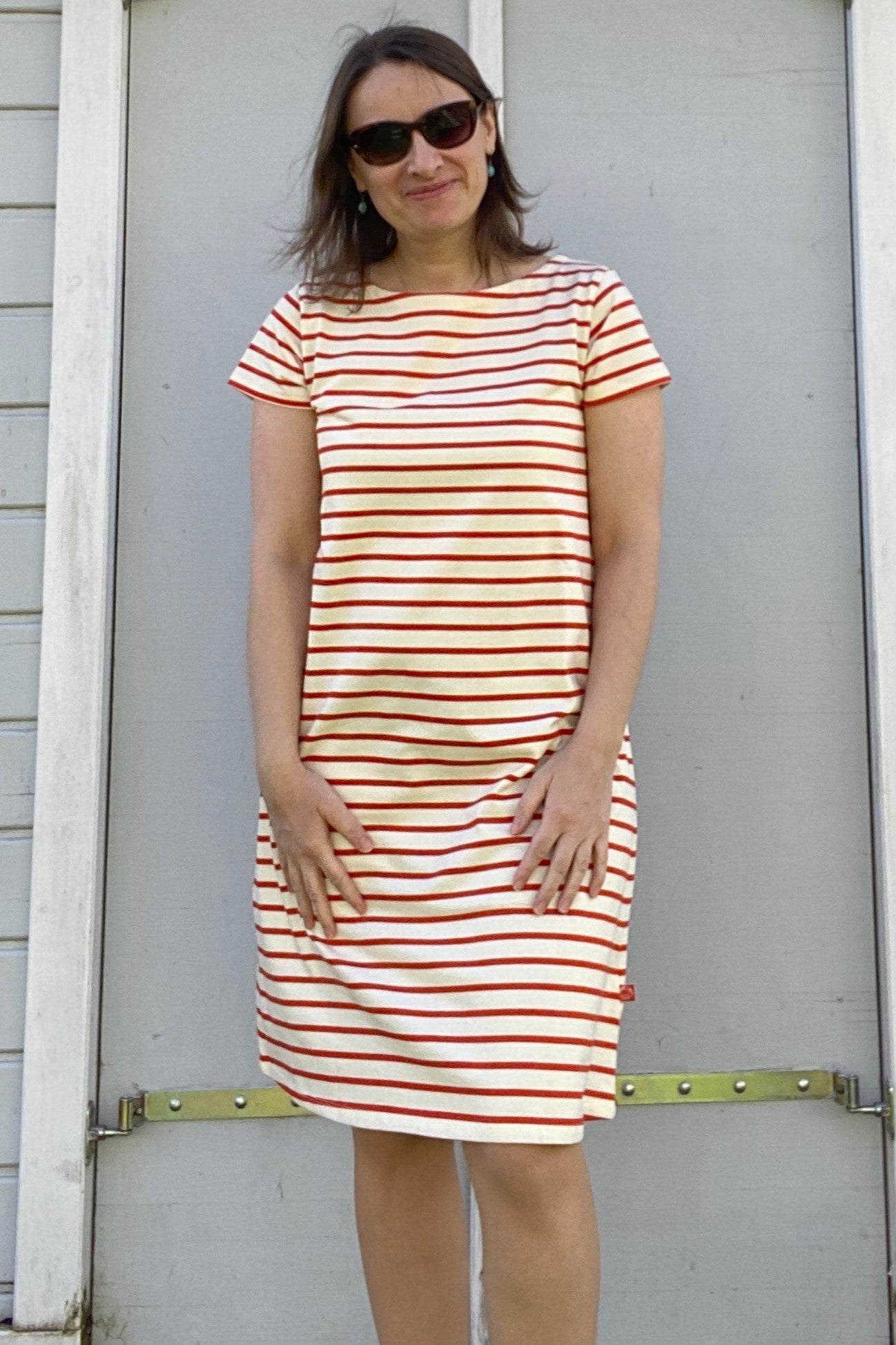 Danedomingo Dress, Chalk/Bright Red