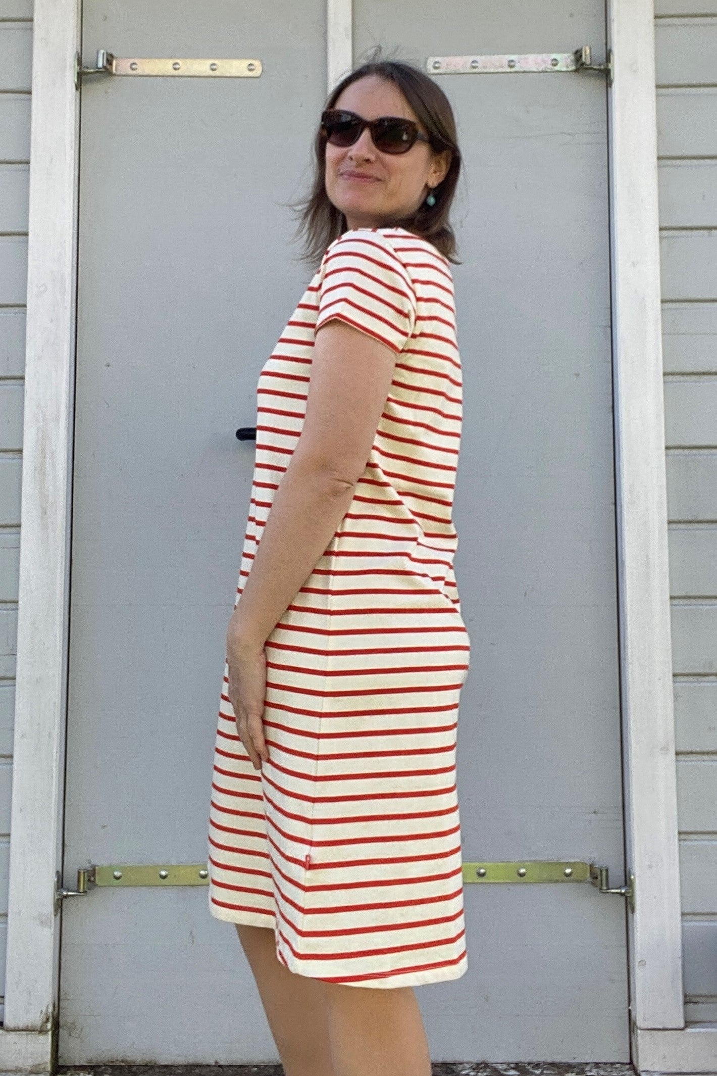 Danedomingo Dress, Chalk/Bright Red