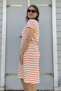 Danedomingo Dress, Chalk/Bright Red