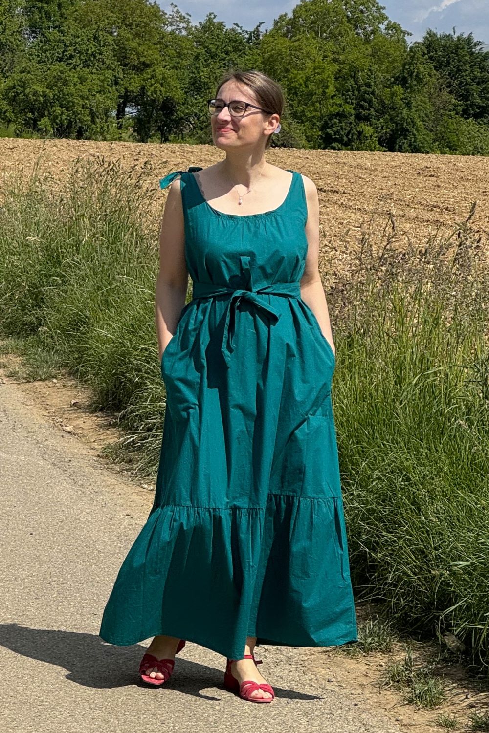 Kleid Poplin Sundress, Emerald