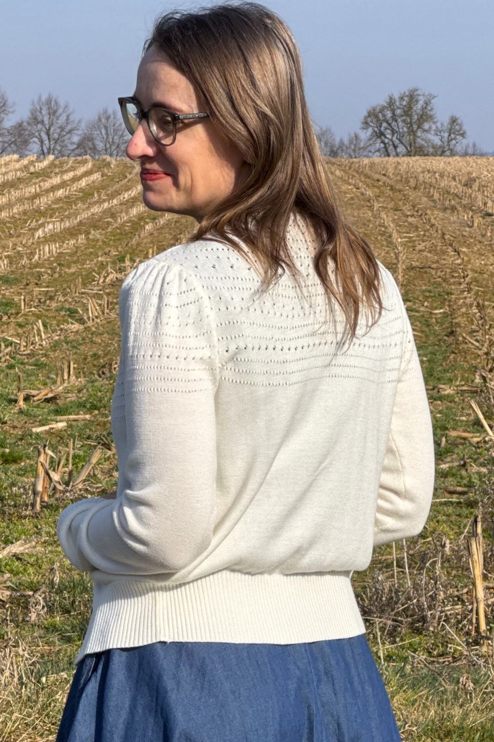 Lucia V-Neck Cardigan, Ecru