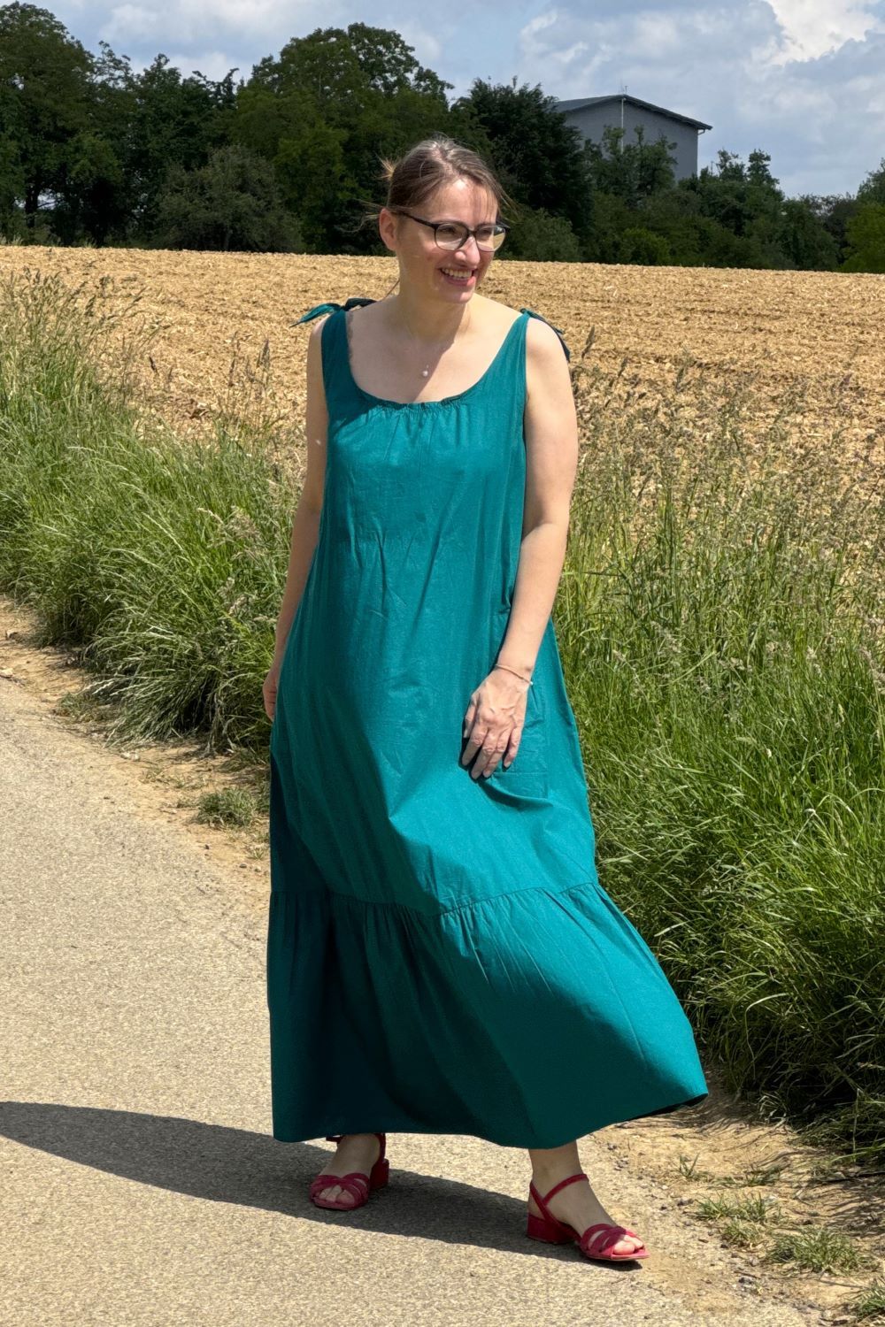 Kleid Poplin Sundress, Emerald