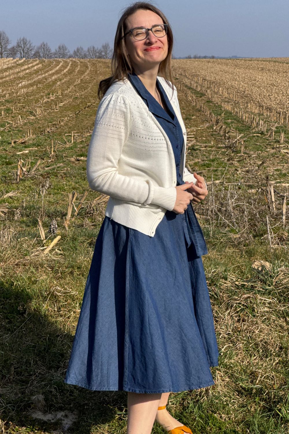 Lucia V-Neck Cardigan, Ecru