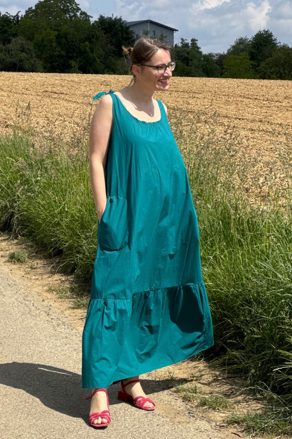 Kleid Poplin Sundress, Emerald