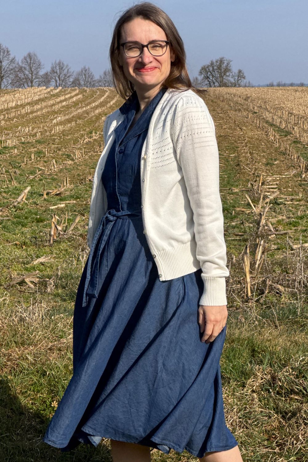 Lucia V-Neck Cardigan, Ecru