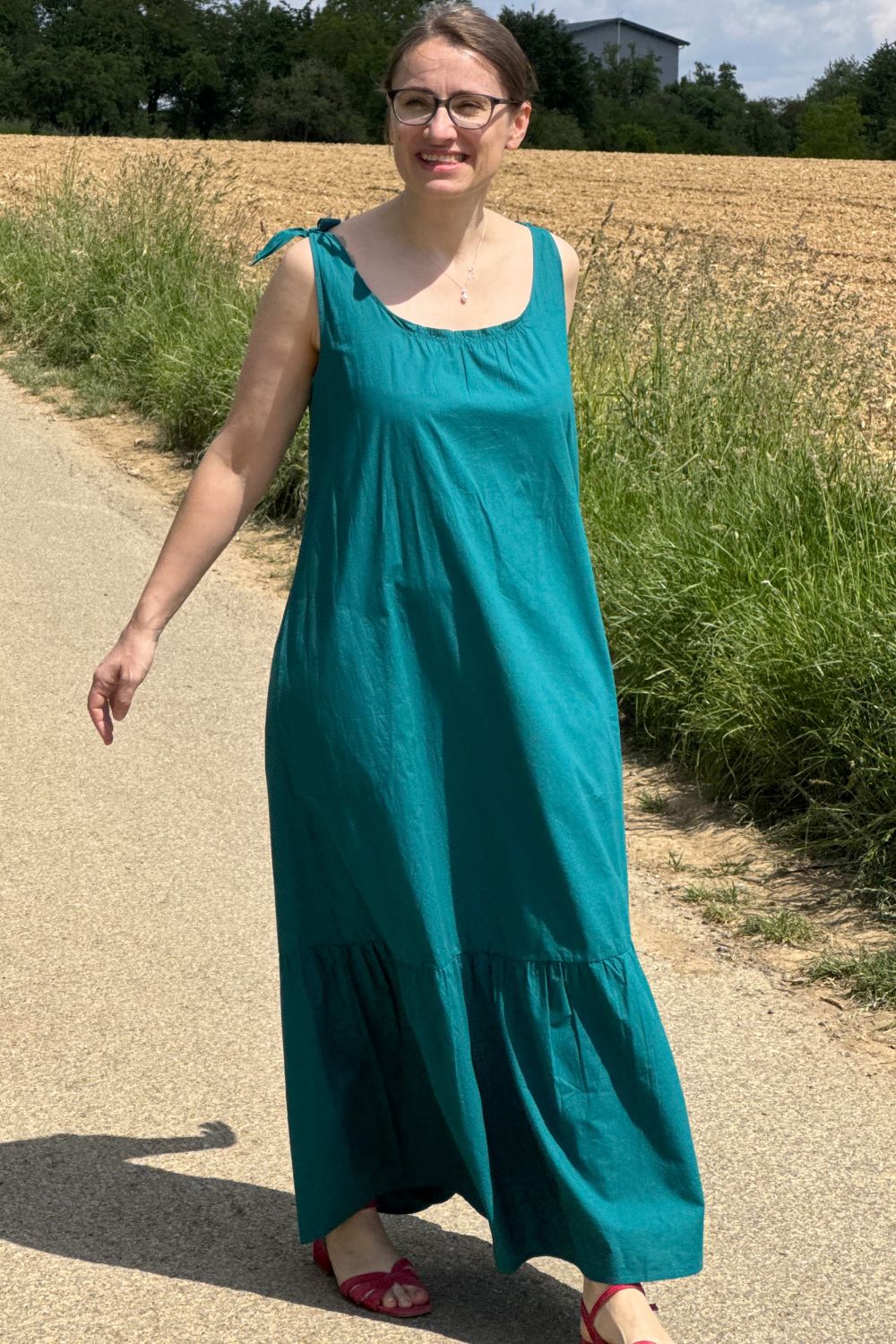 Kleid Poplin Sundress, Emerald