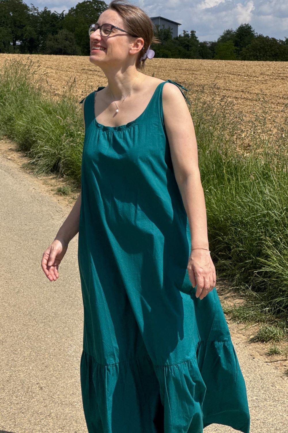 Kleid Poplin Sundress, Emerald