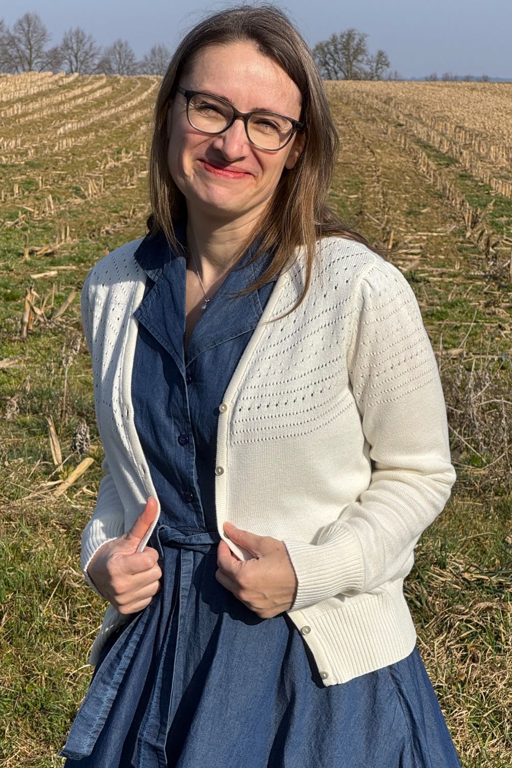 Lucia V-Neck Cardigan, Ecru