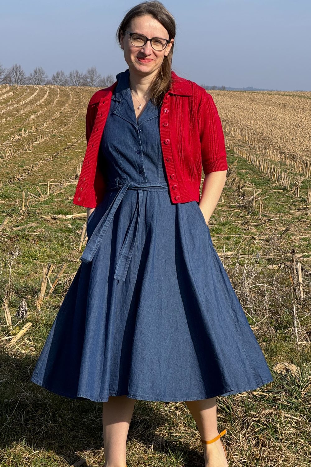 The Non Contrast Cardigan, Lipstick Red Wool
