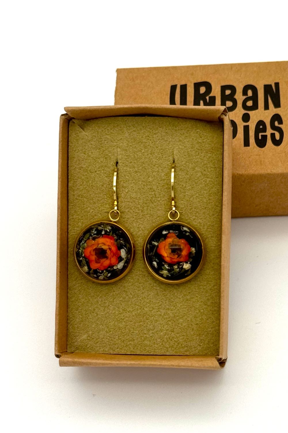 Flor Ohrringe, Black/Orange