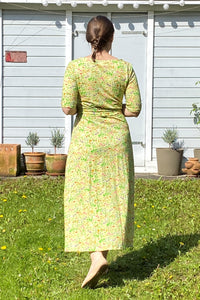 Daneflora Slub Jersey Dress, pale yellow botanical