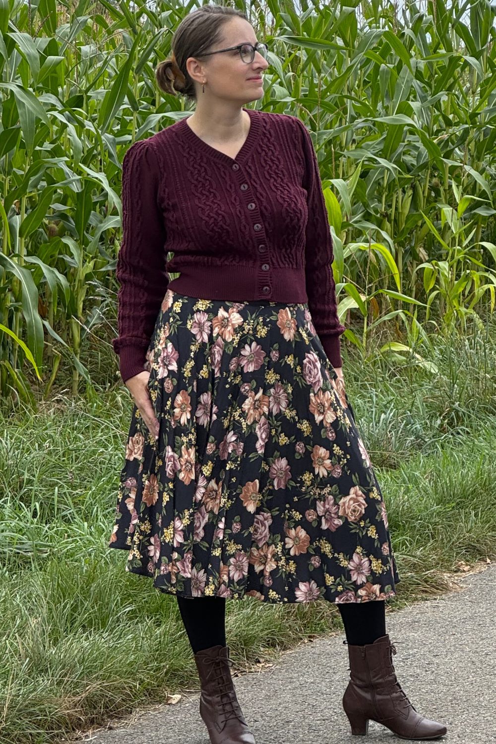 Circle Skirt Crepe, Renoir Black