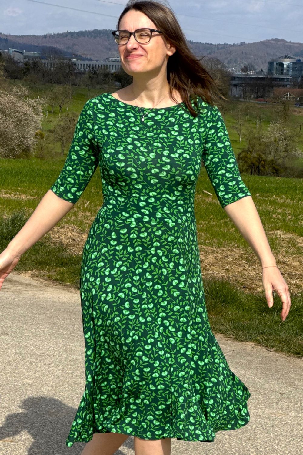 Danecharlotte Dress, Khaki/Green Fleurie