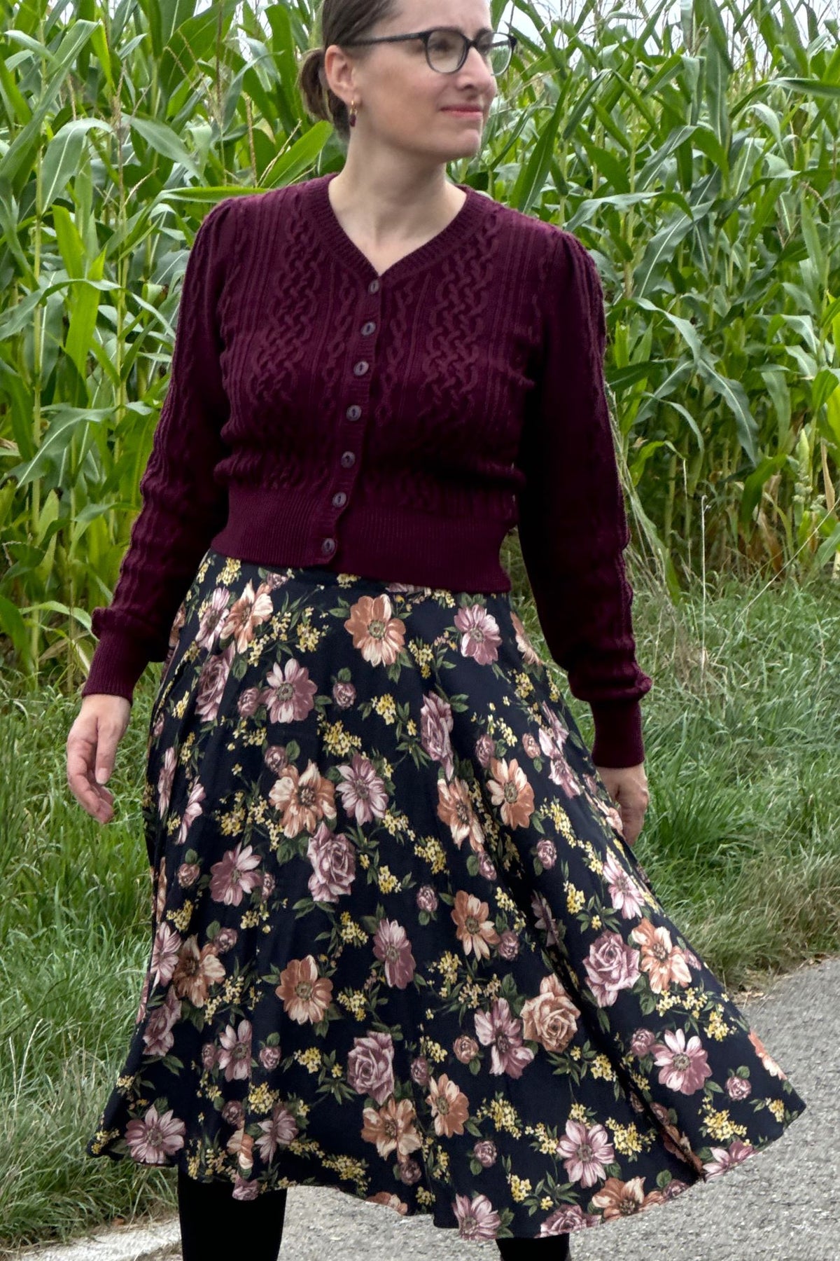 Circle Skirt Crepe, Renoir Black