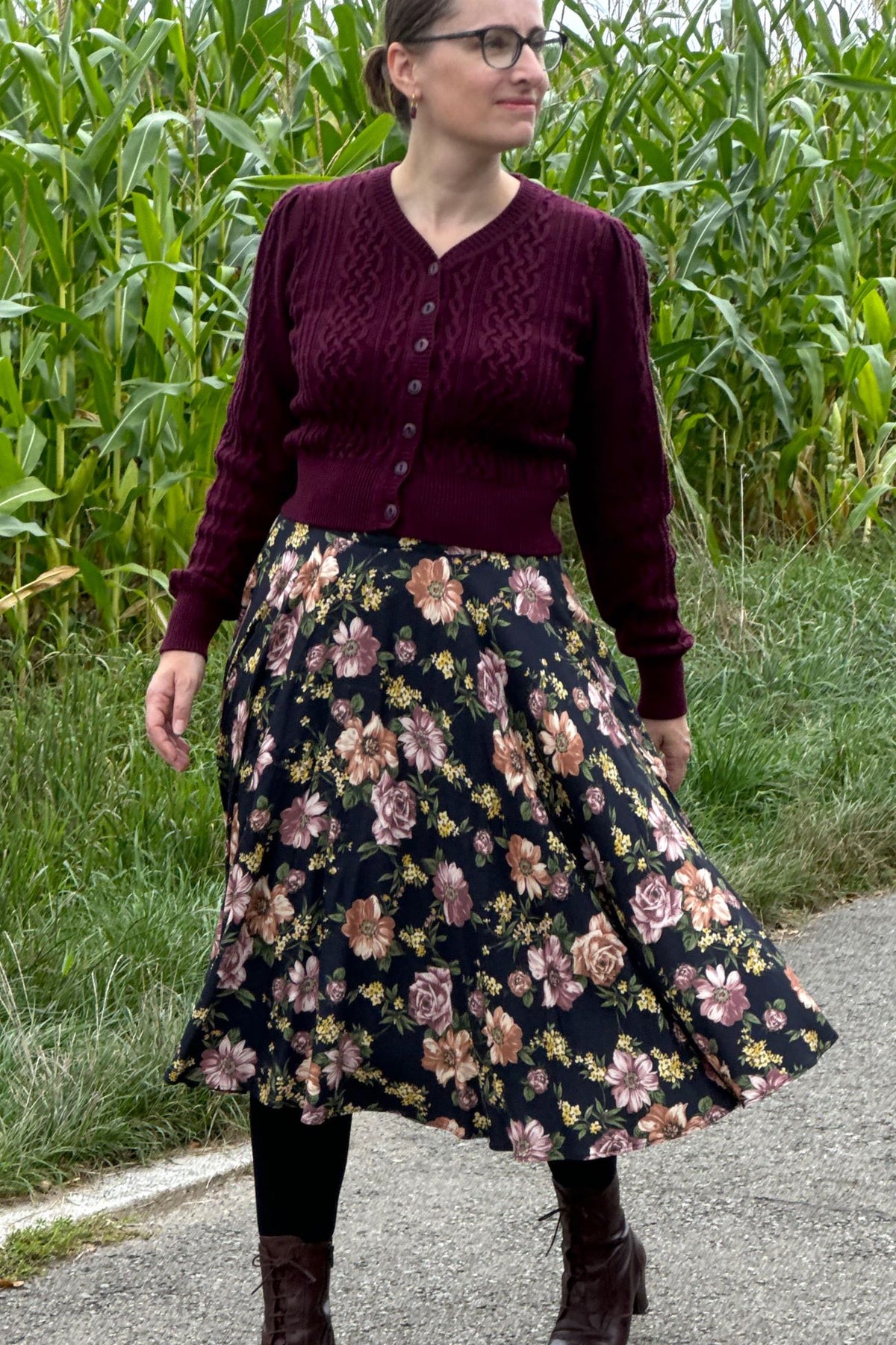 Circle Skirt Crepe, Renoir Black
